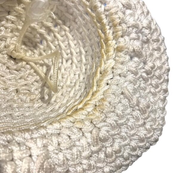 Flip Brim Bucket Style Hat White Rope HANDMADE Nautical‎ Coastal Boat Beach CUTE - Picture 7 of 9
